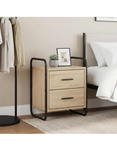 Mobiletto da Letto Appeso Rovere Sonoma 40 x 30 x 50 cm