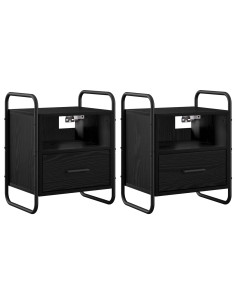 Mobiletto da Letto Appeso 2 pz Rovere Nero 40 x 30 x 50 cm 2