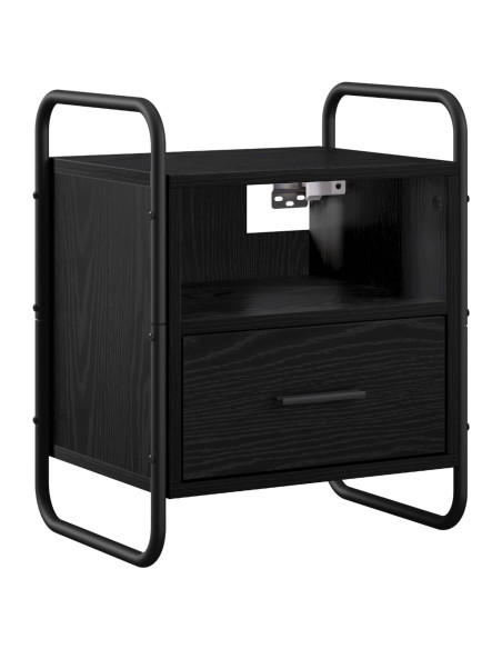 Mobiletto da Letto Appeso 2 pz Rovere Nero 40 x 30 x 50 cm