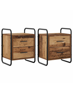 Mobiletto da Letto Appeso 2 pz Legno antico 40 x 30 x 50 cm 2
