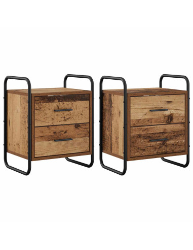 Mobiletto da Letto Appeso 2 pz Legno antico 40 x 30 x 50 cm