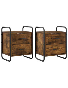 Mobiletto da Letto Appeso 2 pz Rovere Fumo 40 x 30 x 50 cm 2