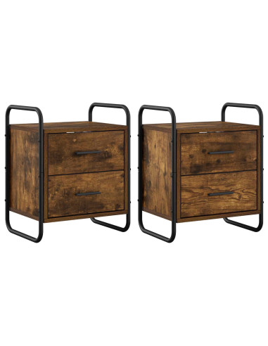Mobiletto da Letto Appeso 2 pz Rovere Fumo 40 x 30 x 50 cm