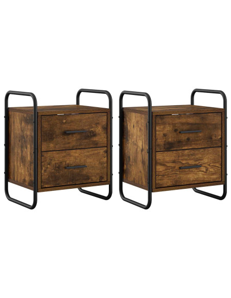 Mobiletto da Letto Appeso 2 pz Rovere Fumo 40 x 30 x 50 cm