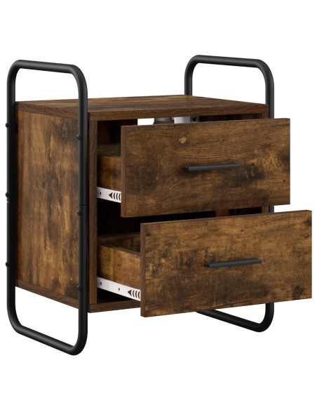 Mobiletto da Letto Appeso 2 pz Rovere Fumo 40 x 30 x 50 cm