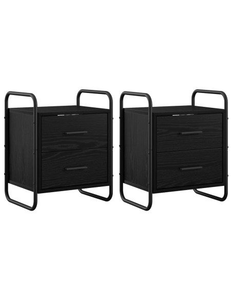 Mobiletto da Letto Appeso 2 pz Rovere Nero 40 x 30 x 50 cm