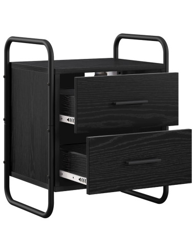 Mobiletto da Letto Appeso 2 pz Rovere Nero 40 x 30 x 50 cm