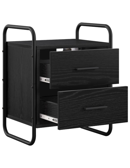Mobiletto da Letto Appeso 2 pz Rovere Nero 40 x 30 x 50 cm