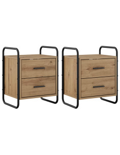 Mobiletto da Letto Appeso 2 pz Rovere Artigianale 2