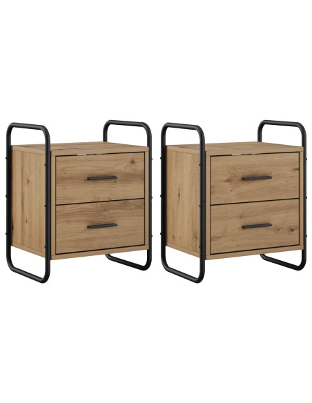 Mobiletto da Letto Appeso 2 pz Rovere Artigianale
