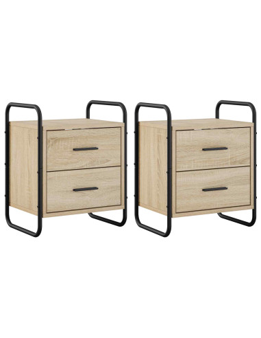 Mobiletto da Letto Appeso 2 pz Rovere Sonoma 40 x 30 x 50 cm