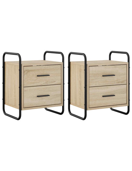 Mobiletto da Letto Appeso 2 pz Rovere Sonoma 40 x 30 x 50 cm