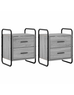 Mobiletto da Letto Appeso 2 pz Sonoma grigio 40 x 30 x 50 cm 2