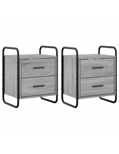 Mobiletto da Letto Appeso 2 pz Sonoma grigio 40 x 30 x 50 cm