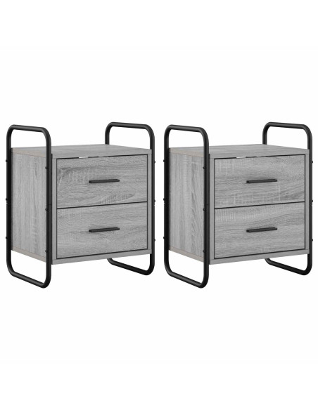 Mobiletto da Letto Appeso 2 pz Sonoma grigio 40 x 30 x 50 cm