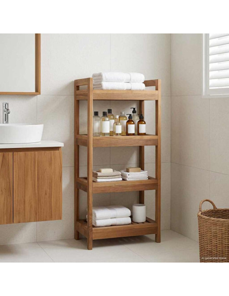 Mensola da bagno Naturale 45 x 30 x 97 cm Legno di teak solido