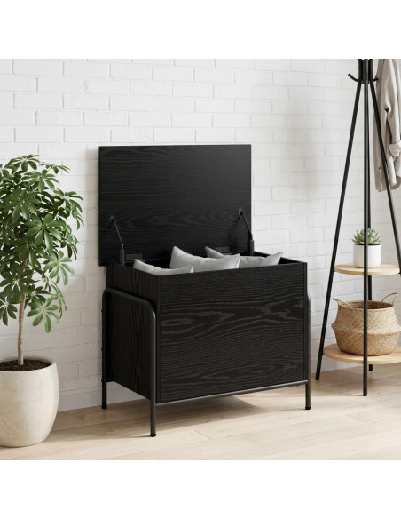 Scatola di Stoccaggio Rovere Nero 80 x 40 x 49,5 cm
