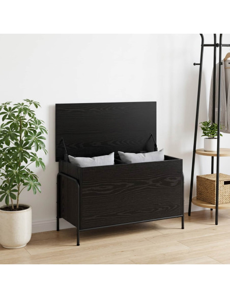 Scatola di Stoccaggio Rovere Nero 80 x 40 x 49,5 cm