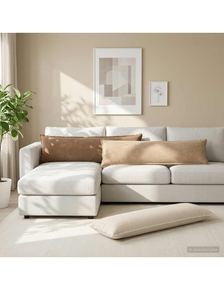 Federa 2 pz HOUTEN Crema 40 x 145 cm Tessuto Chenille