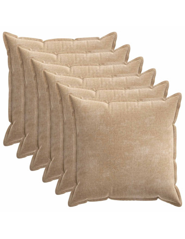 Federa 6 pz HOUTEN Tortora 60 x 60 cm Tessuto Chenille