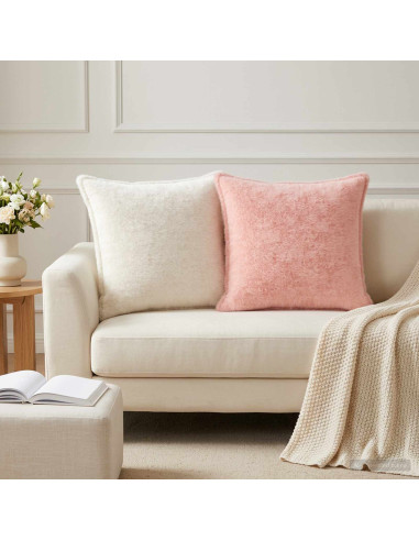 Federa 2 pz HOUTEN Rosa 60 x 60 cm Pelliccia di Coniglio Finta