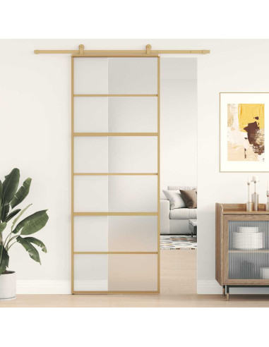 Porta Scorrevole Dorata 76x205 Vetro Smerigliato ESG Alluminio