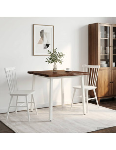 80 x 80 x 75 cm Legno di Acacia Massello Marrone scuro e Bianco