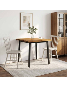 80 x 80 x 75 cm Legno di Acacia Massello Naturale e Nero