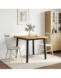 80 x 80 x 75 cm Legno di Acacia Massello Bianco e Nero Quadrato