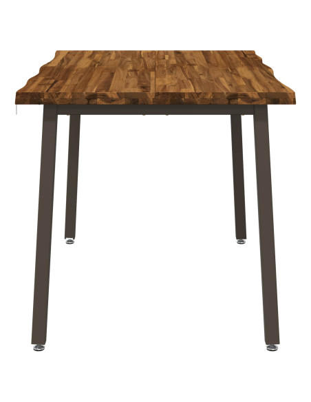 140 x 70 x 75 cm Legno di Acacia Massello Naturale e Caffè