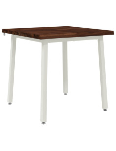 80 x 80 x 75 cm Legno di Acacia Massello Marrone scuro e Bianco 2