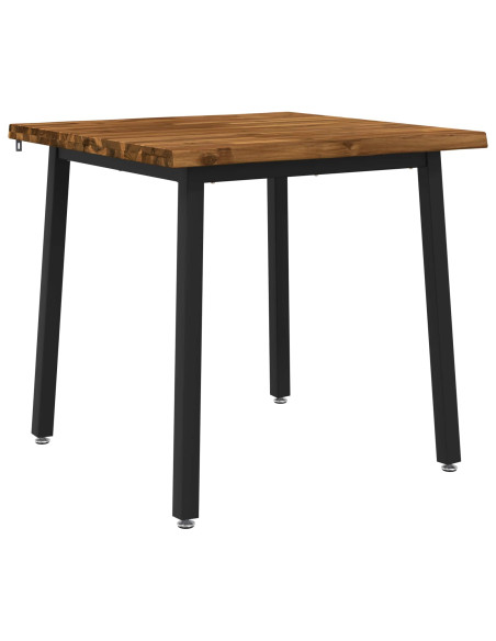 80 x 80 x 75 cm Legno di Acacia Massello Naturale e Nero