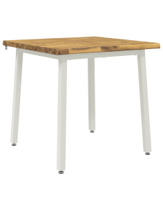80 x 80 x 75 cm Legno di Acacia Massello Bianco Quadrato 2