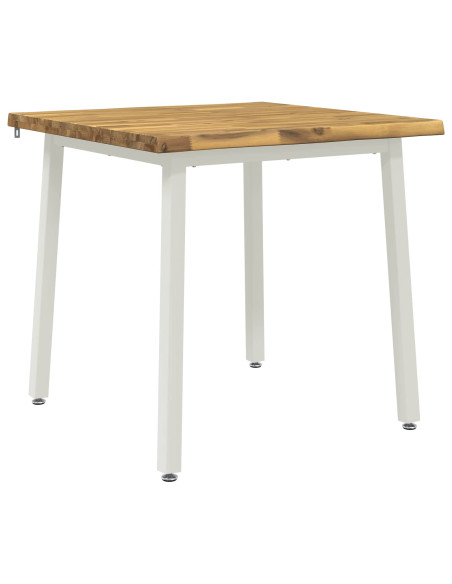 80 x 80 x 75 cm Legno di Acacia Massello Bianco Quadrato