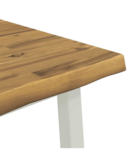 80 x 80 x 75 cm Legno di Acacia Massello Bianco Quadrato