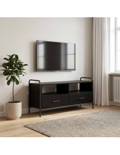 Mobile TV 67,5 x 33 x 50 cm Rovere Nero Legno ingegnerizzato