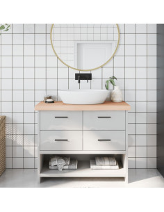Piano Bagno 100x30x(2-6) cm in Legno Massello Non Trattato