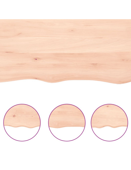 Piano Bagno 100x30x(2-6) cm in Legno Massello Non Trattato