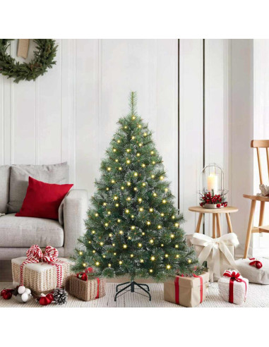 Albero di Natale artificiale con 150 LED Verde 120 cm PE e PVC