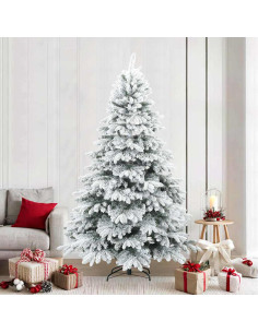Albero di Natale Artificiale Snodato Foderato di Neve Bianco