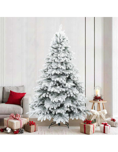 Albero di Natale Artificiale Snodato Foderato di Neve Bianco