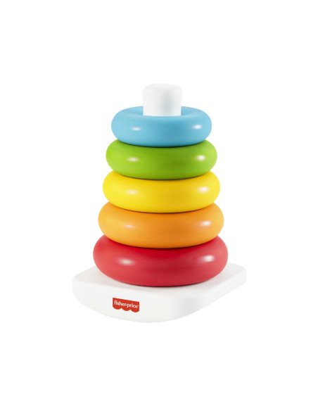 Fisher-Price Piramide 5 Anelli Eco, in Materiali Vegetali, Giocattolo Impilabile per Bambini 6+Mesi