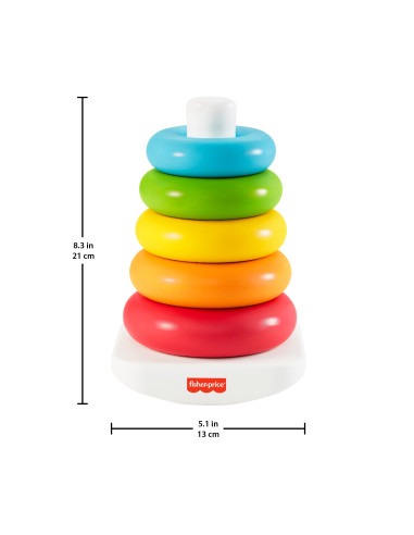Fisher-Price Piramide 5 Anelli Eco, in Materiali Vegetali, Giocattolo Impilabile per Bambini 6+Mesi