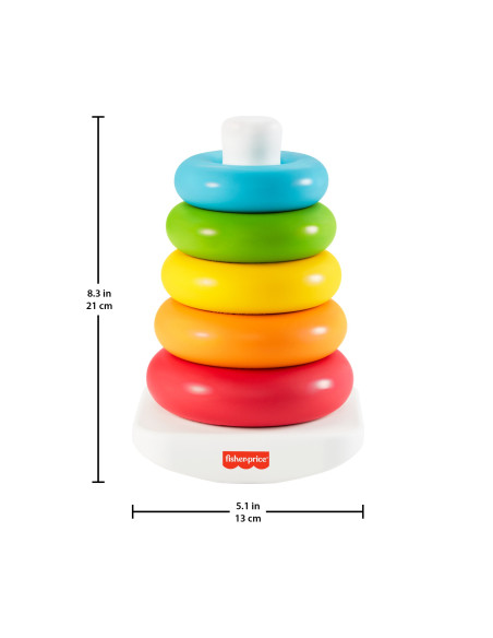 Fisher-Price Piramide 5 Anelli Eco, in Materiali Vegetali, Giocattolo Impilabile per Bambini 6+Mesi