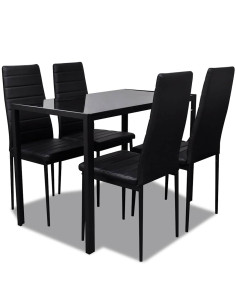 Set da Pranzo 5 pz in Pelle Artificiale Nero 2
