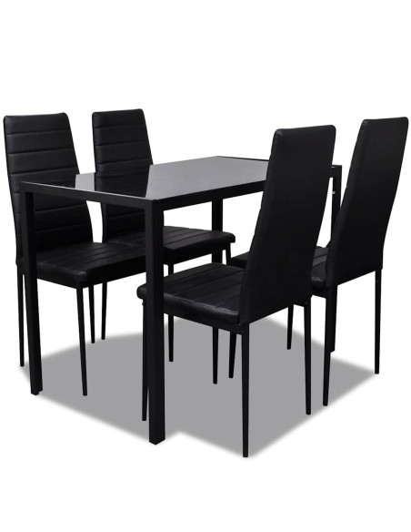 Set da Pranzo 5 pz in Pelle Artificiale Nero
