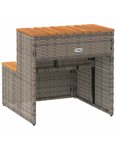 Bordo per Vasca Idromassaggio Grigio Polyrattan&Massello Acacia