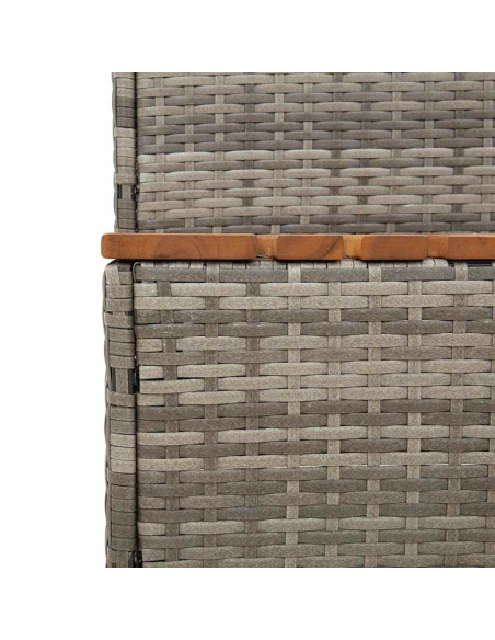 Bordo per Vasca Idromassaggio Grigio Polyrattan&Massello Acacia