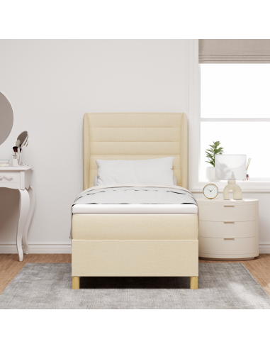 Letto a molle con materasso Crema 200 x 80 cm Tessuto
