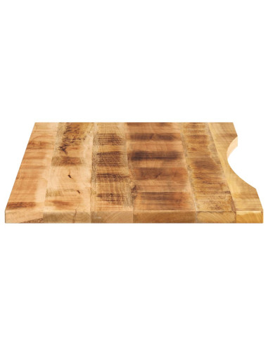Piano Scrivania con Curva 140x60x2,5cm Massello Grezzo di Mango